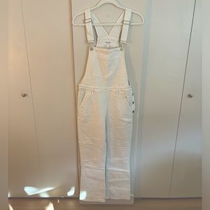 Frame White Denim Overalls